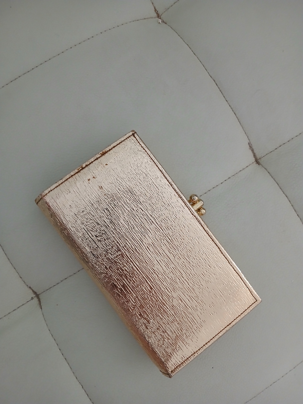 Textured Rose Gold Metallic Box Clutch for Evening